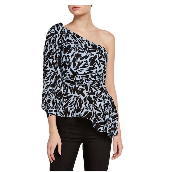 Veronica Beard Vida One Shoulder Silk Blouse - Picture 5 of 13